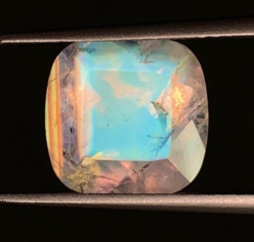 AAAAAA Mazing Multi Fire Rainbow Moonstone Cushion Shape Faceted Cut Size 10 MM - Picture 5 of 20