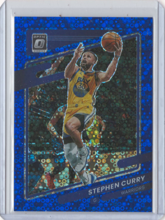 2021-22 Donruss Optic Stephen Curry Blue Disco Fast Break Prizm /50 Card #128