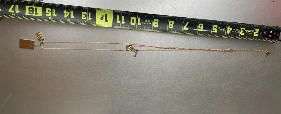 Anthropologie Serefina 14K Gold Plated Necklace Charm Minimalist Beaded - Image 3 of 3