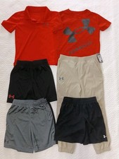 6pc All UNDER ARMOUR Boy  s Shirts Shorts NWT Khaki Pants Sz 5 Lot Clothes