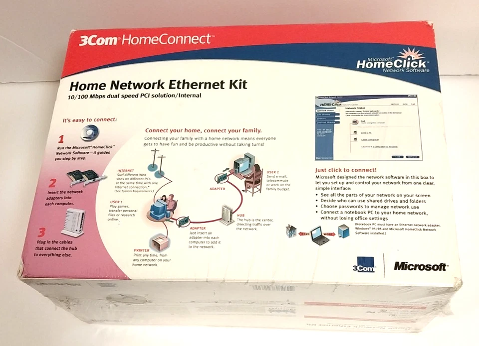 Microsoft 3Com HomeConnect 5-Port External Ethernet Kit 3C450-KIT 10/10 Mbps - Image 4 of 4