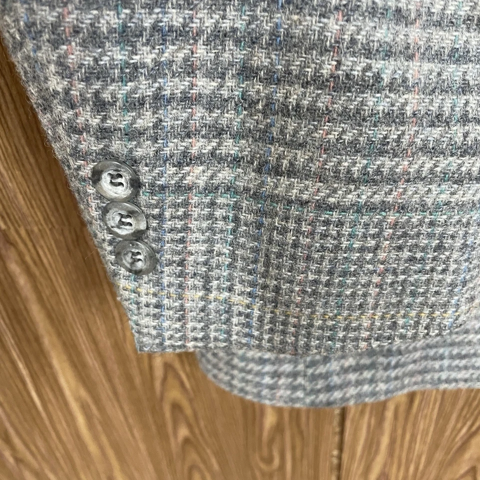 Abrigo Deportivo Kuppeheimer Vintage Para Hombre 44L Gris Multicolor Cuadros Tweed Lana EE. UU. Foto 4 de 4