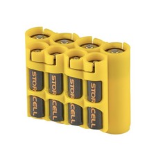 AA  AAA Combo Battery Storage Caddy and Dispenser, Yellow, Holds 4 AA  4 AA...
