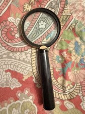 Handsome Brass  Black Handle Magnifying Glass NWT