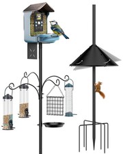Bird Feeder Pole 92 Inch, Bird Squirrel Proof Baffle Heavy Duty Stand Feeding...