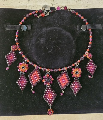 Erickson Beamon Beaded Stunning Choker Necklace Vintage - Purple, Orange, Pink