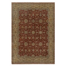 5'6"x7'9" Red Hereke with All Over Design 300 KPSI Wool & Silk Hand Knotted Rug