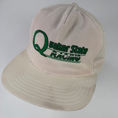 Quaker State Racing Trucker Cap Snapback Herren Creme Grün Vintage Promo