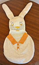 Vintage Bunny Diaper Holder Storage 1950's - Handmade/Hand Stitched.