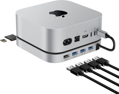 Mac mini M4 Dock für Mac mini M 4/M 4 Pro 2024, M4 Hub mit Aluminium 3× USB
