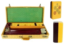 Bakelite Two Tone 152 Tiles Mah Jongg Set with Coin Holder