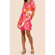 NEW Trina Turk Mahalo Dress Pink Floral Strawberry Blossom Silk Blend Size Small