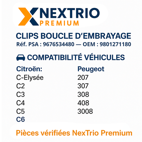 👉 x2 Clips Boucle d'Embrayage maitre cylindre  PSA ✅ Citroën Peugeot 9676534480 - Photo 2/8