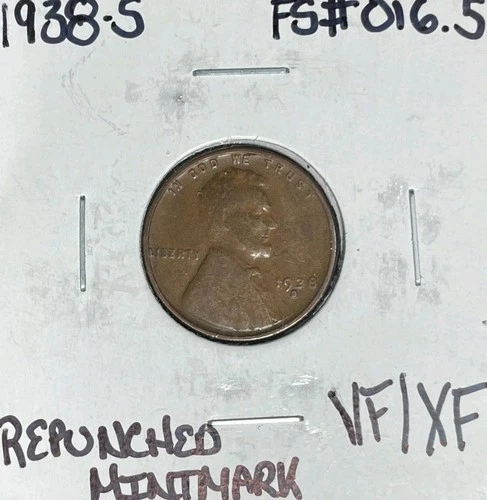 1938-S LINCOLN WHEAT CENT ~ VF/XF REPUNCHED MINT MARK ~NICE COIN~