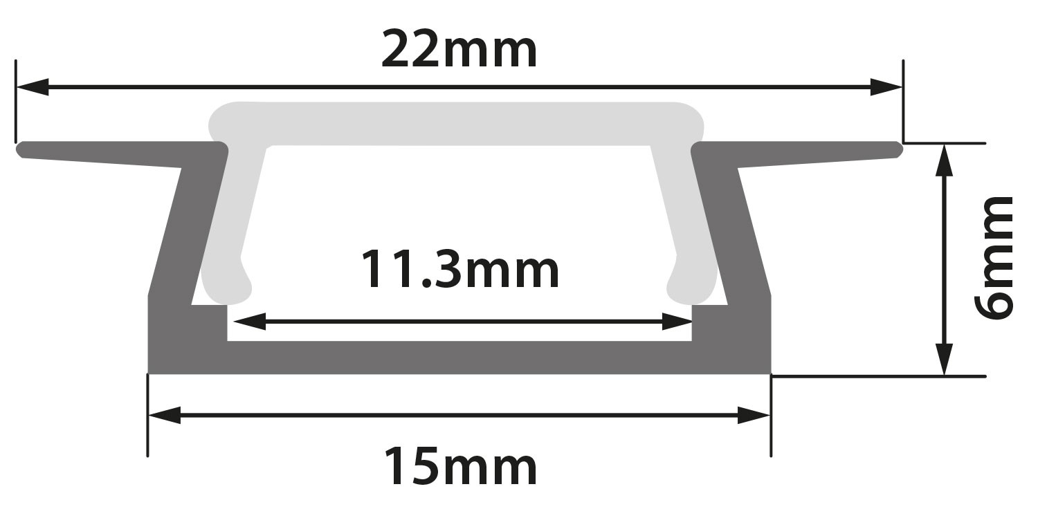 Aluminium LED Tape Profile - Recess 1m