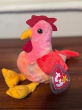 Vintage TY BEANIE BABY Original STRUT THE ROOSTER 1996 New With TAG Plush Red