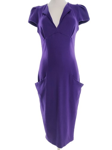 Robe Crayon Courte Violette Manches Longues Col Montant SHEIN Taille L - Neuf