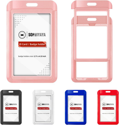 2 Pack Sliding Badge Holder with Double-Sided Windows Key Card Work Badge Sleeve