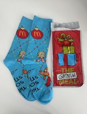 2025 McDONALD'S Grinch Socks Christmas One Size Happy Meal Blue Socks