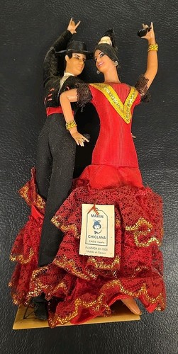 Vintage Spanish Marin Chiclana Flamenco Dancer Doll Dress Label Cadiz Fundada En