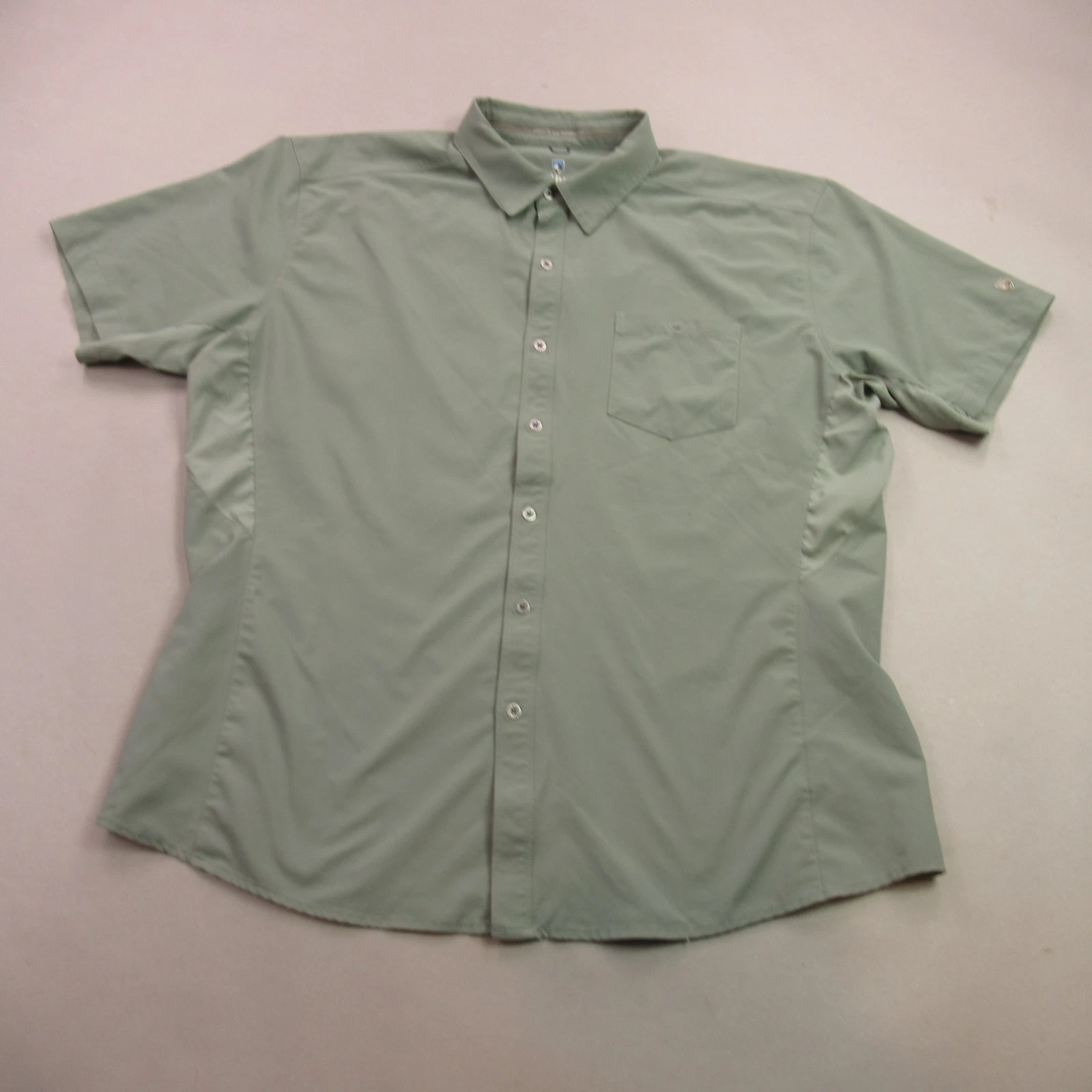 Kuhl Shirt Mens XL Short Sleeve Button Front Lightweight Pocket Casual Green