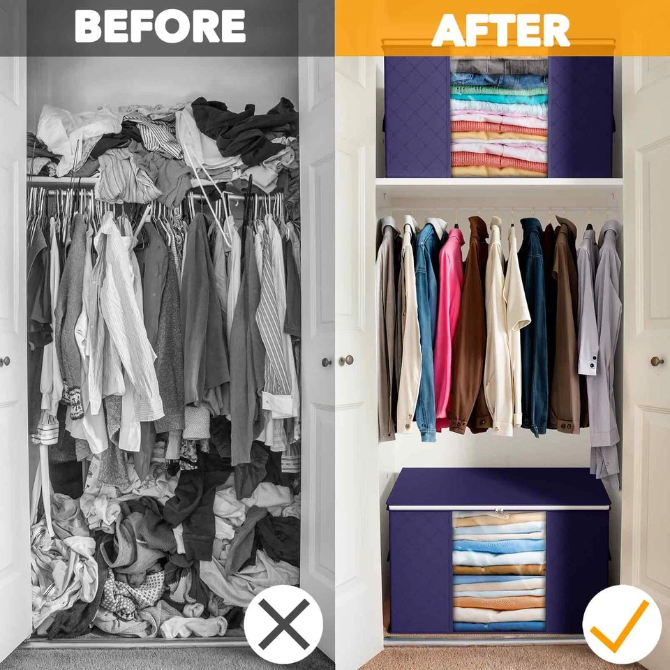 Paquete de 6 bolsas de almacenamiento de ropa de alta resistencia SpaceAid 90L para organización de armario Foto 2 de 4