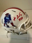 TREVEYON HENDERSON Signed Auto Patriots Throwback Riddell Mini Helmet SWAU cert