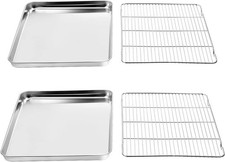 Baking Sheet  Rack Set 2 Sheets  2 Racks Stainless Steel 16 x 12 x 1 Inch