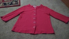 Coldwater Creek Red Acetate Jacket Size Medium Made In USA