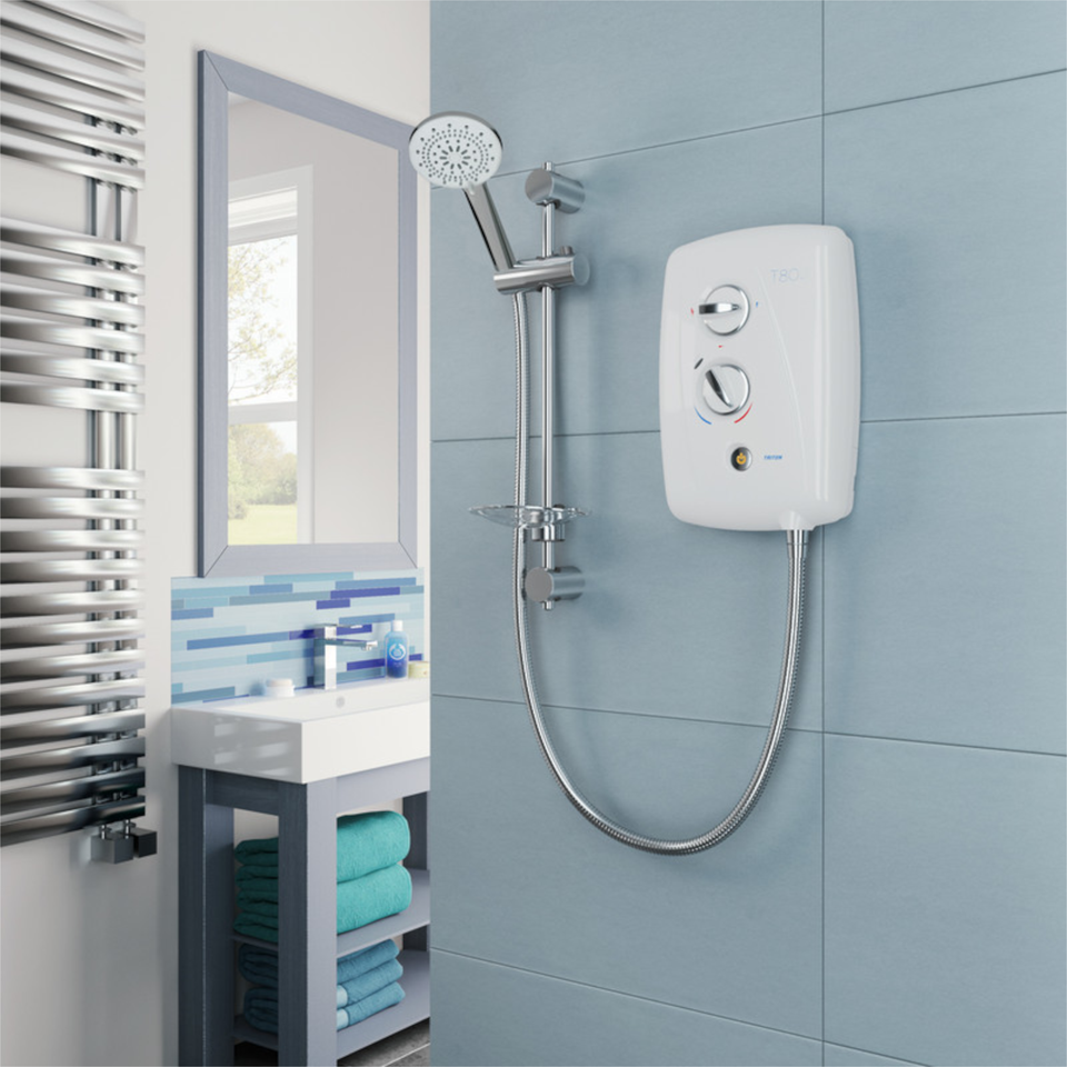 Triton T80 Electric Power Shower Easi Fit+ Powerful 8.5kw White Unit