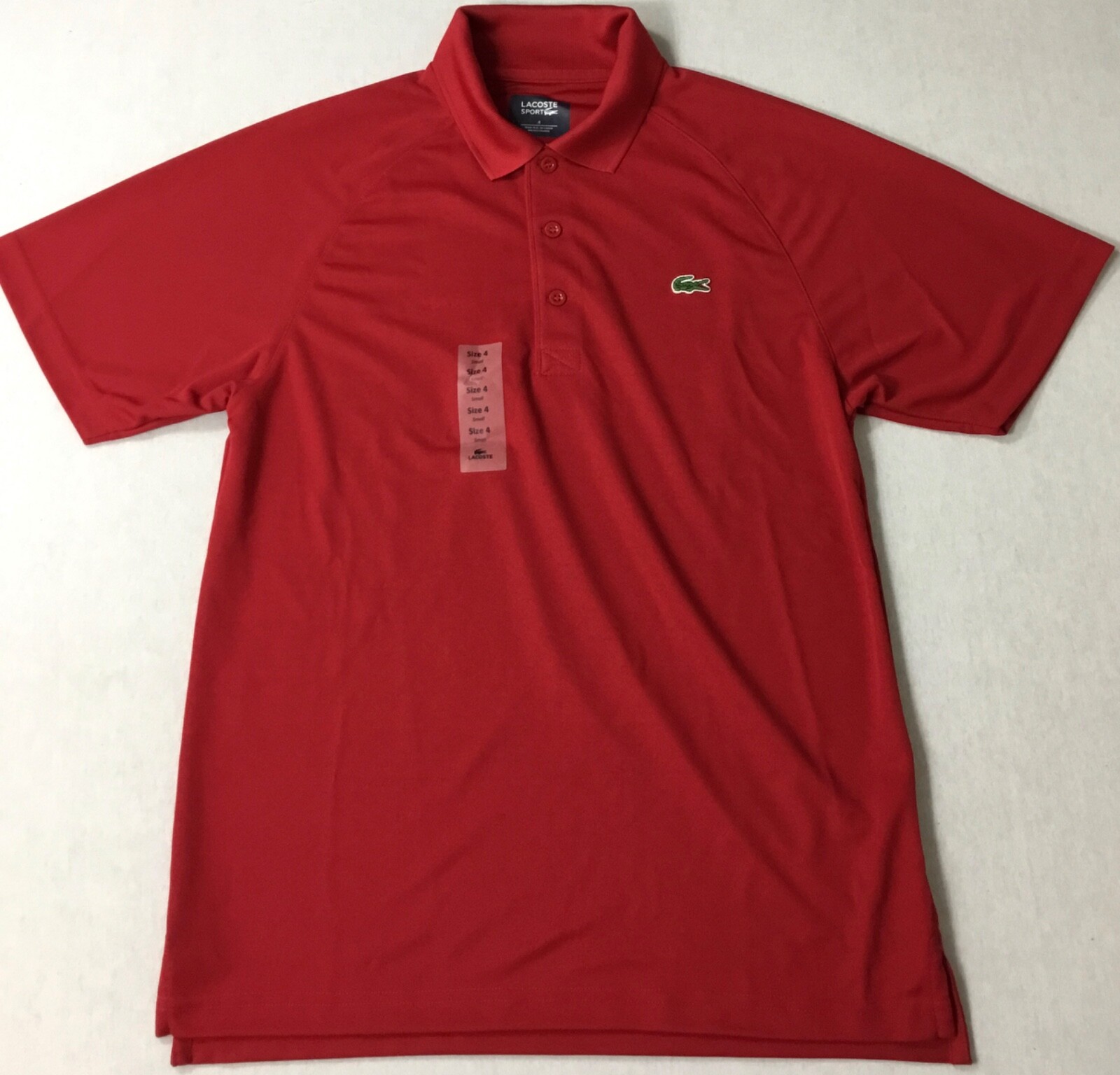 Lacoste Men Sport Tennis Piped Technical Pique Polo DH9631 Red Size 4/S