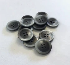 24 Buttons Pearlized Iridescent Matte Gray Black Plastic 4-Hole Sewing 20mm BK18