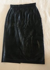 Leather Skirt Wilsons Pencil Black Size 8 Made In Korea