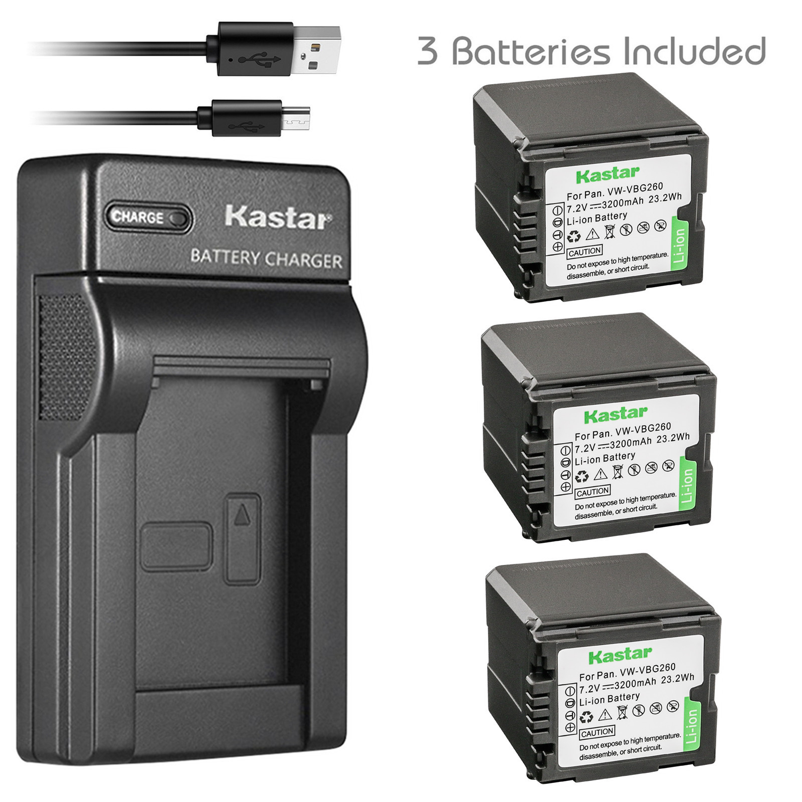 Kastar Battery Slim Charger for Panasonic VWVBG260 AG-HMC73M