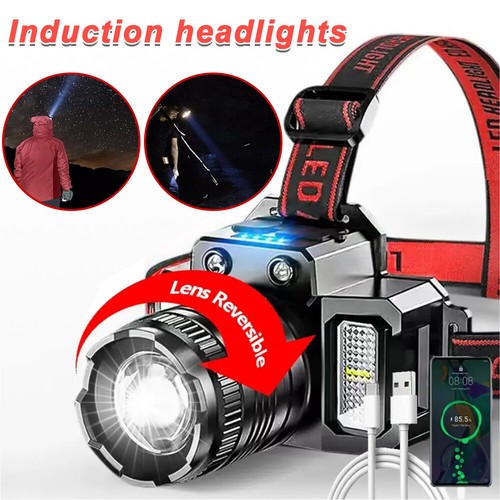 Super Bright LED Headlamp Flashlight USB Rechargeable Headlight Waterproof Lamp