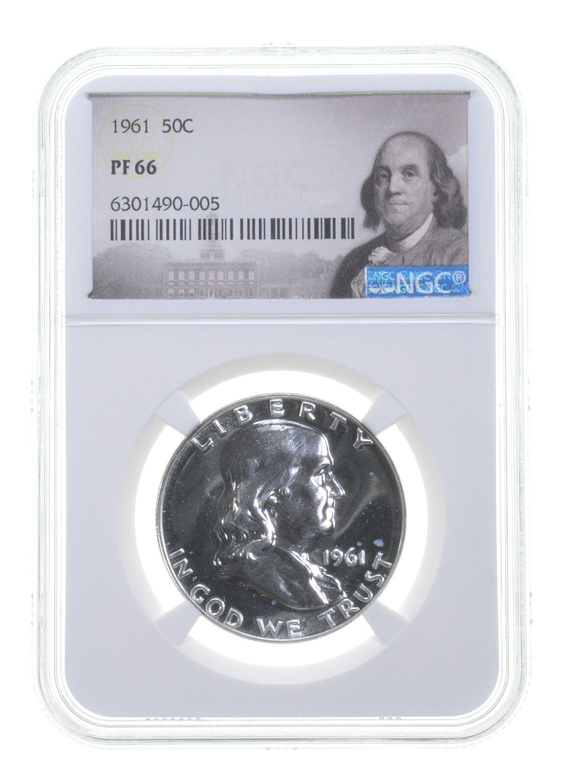 1961 PF66 Proof Franklin Half Dollar NGC Graded - White Coin Spo