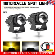 2X LED Motorcycle Headlight Spot Lights Driving Auxiliary Fog Lamps White Yellow