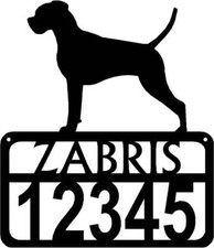 Boxer Personalized Dog Sign with Name  House Numbers - Made in USA