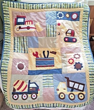 Geenny Boys Nursery Crib Conforter Quilt Blanket Contructor Consruction Truck