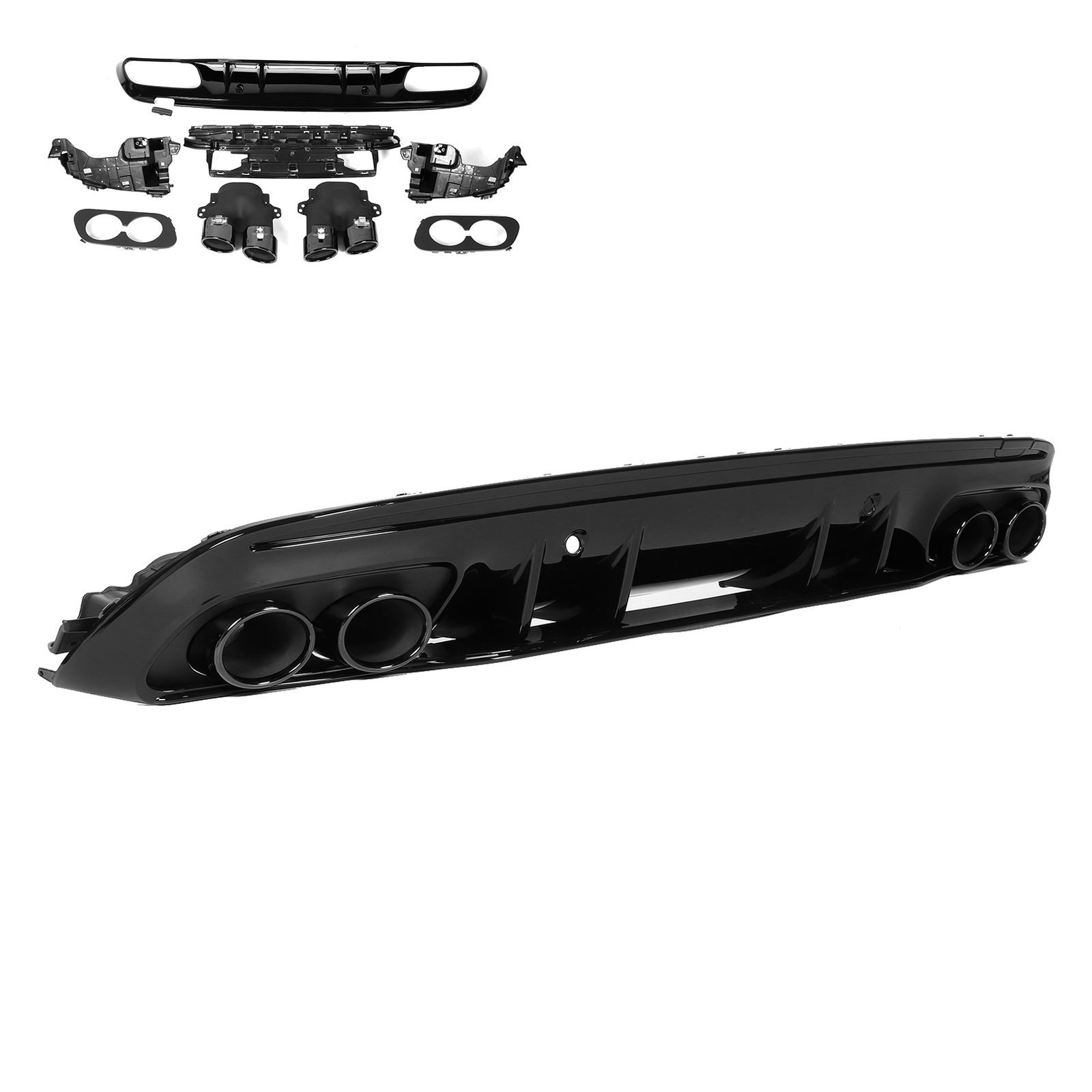 Chrome Exhaust Tip PP + 304 Stainless Steel Diffuser+Exhaust Tips Car