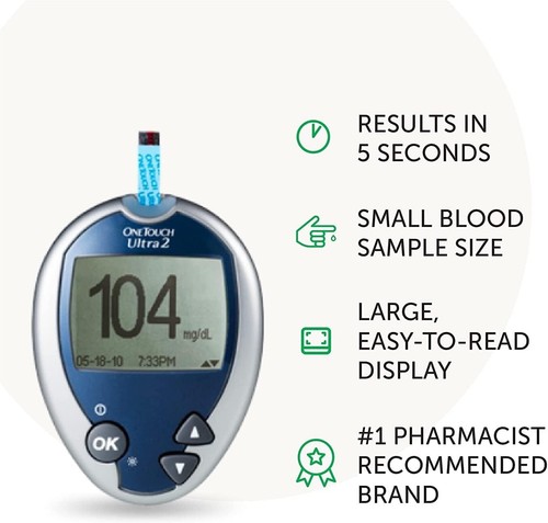 OneTouch Ultra 2, Blood Glucose Monitoring System, Blacklit Display - Picture 2 of 6