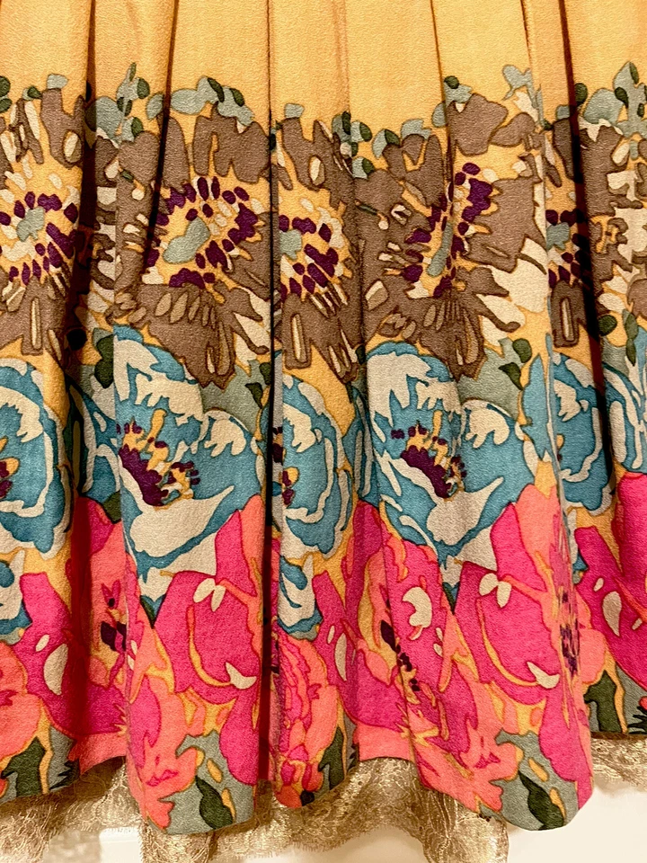 Tracy Reese Floral Full A-line Wool / Lace Detail Skirt ~Sz 4~ONE OF A KIND~ - Image 2 of 4