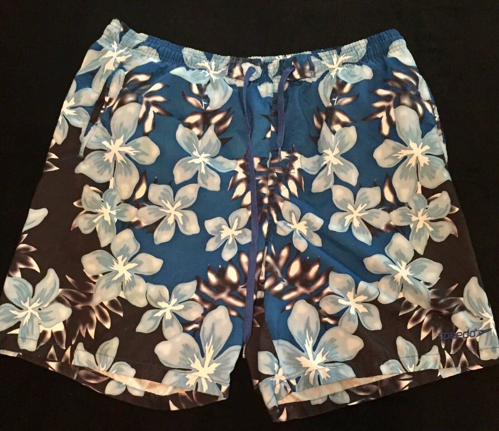 Speedo Men's Blue Floral Hawaiian Swim Trunks Mesh Li… Gem