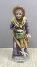 VINTAGE BISQUE ARTMARK #3070 WOMAN and CAT FIGURINE 8" TALL MADE IN JAPAN