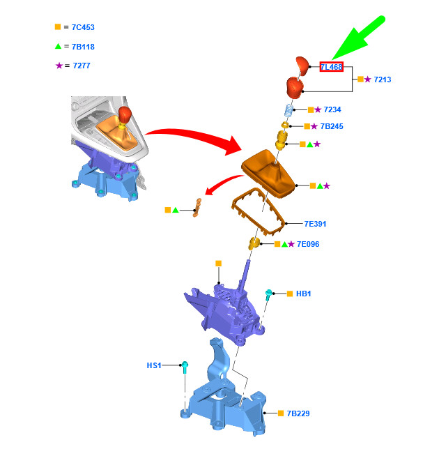 FORD FOCUS MK3 C346 Gear Change Lever Insert 1874165 F1FR-7L468-KA  