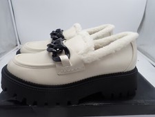 DV Dolce Vita Women's Larazzo Fur Lined Loafer Ivory Shiny size 7