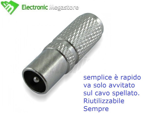Set 2 Pz Connettore Antenna Coax A Vite Per Satellitare Tv Cavo Coassi C 093