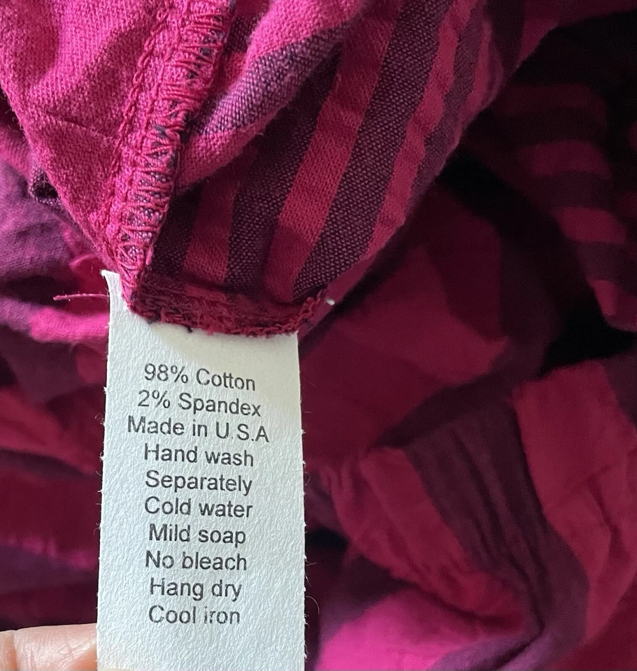 Pantalones Bodil Rojo Frambuesa Grosellas Algodón Seersucker Pierna Ancha Lagenlook - Talla S Foto 4 de 4