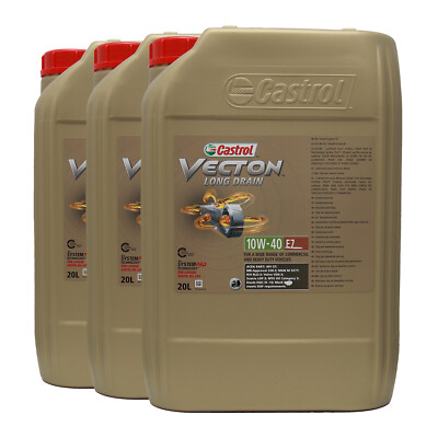 CASTROL Vecton Long Drain 10W-40 E7 LKW-Motorenöl Scania LDF-3, 3x20 Liter