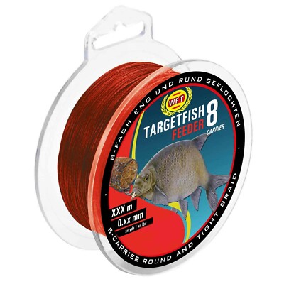 (0,08 /1m) WFT Target Fish 8 Feeder Bloodred 200m 0,12mm geflochtene Schnur